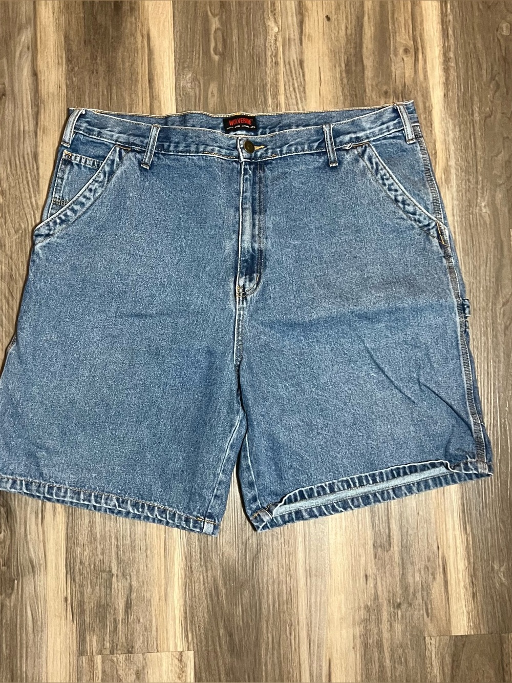 Wolverine Mens Carpenter Denim Shorts Blue Medium Wash Cotton Workwear Size 40